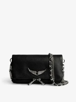 Fashion Zadig & Voltaire Swing Your Wings Rock Nano ClutchICONIC Noirsilver